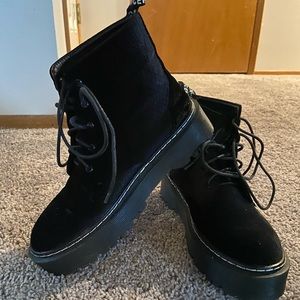 Crushed Velvet Combat Boots